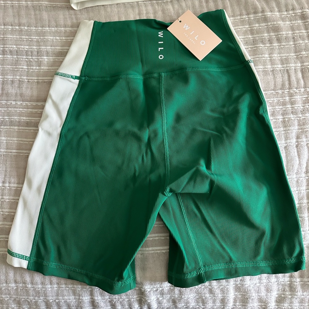 NWT WILO BRAND emerald green biker shorts